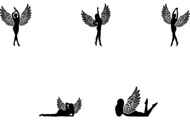 Angel Svg, Angel Wings Silhouette Vector