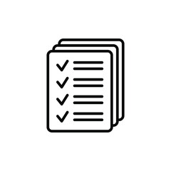 Checklist vector icon. Black illustration isolated on white background for graphic and web design.