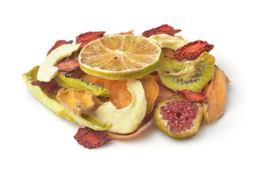 Pile of dried sliced assorted fruit and berries