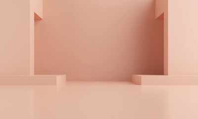 Abstract Modern Architecture Background,Empty pink interior design,3d Modern Rendering.
