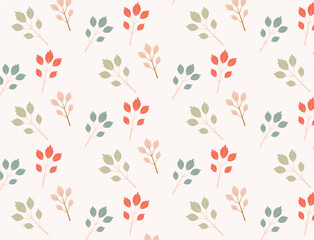Beautiful autumn pattern with  colored leaves. Pastel background, wallpaper, print.
