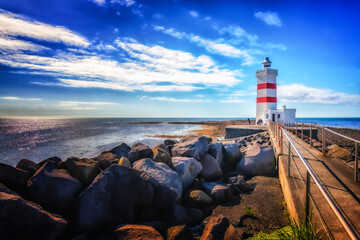 A lighthouse keeping the Icelandic ships safe during weather.