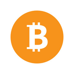 Bitcoin orange logo icon in circle. Cryptocurrency btc payment symbol. Flat style illustration isolated on white background