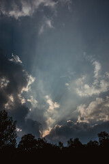 Fototapeta na wymiar clouds and sunrays in the sky