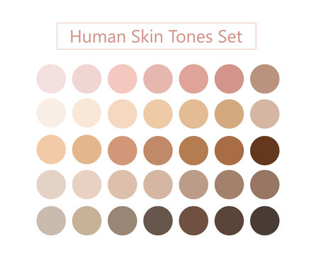 Human skin tones set vector. Face and body complexion palette illustration.