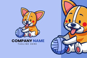 Cute Kawaii Puppy Dog Mascot Cartoon Logo Design Icon Illustration Character Hand Drawn. Suitable for every category of business, company, brand like pet store or pet shop, toys, food, and many more