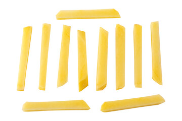 raw potatoes slice isolated on white background, concept used for French Fries.