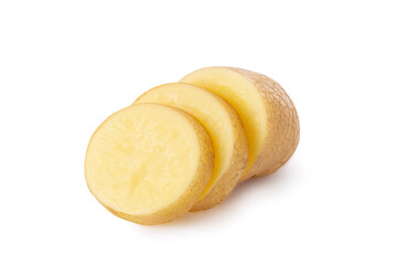 raw potatoes slice isolated on white background.