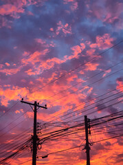 power lines at sunset