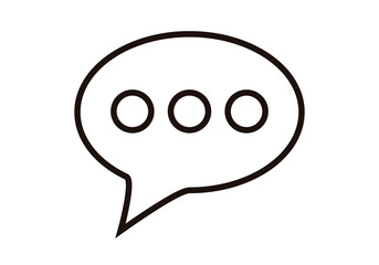 Icono de bocadillo con tres puntos en fondo blanco.