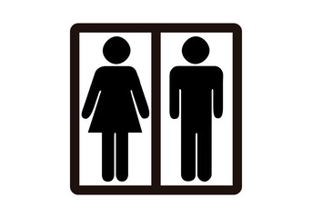 Icono negro de cuarto de baño para hombre y mujer.