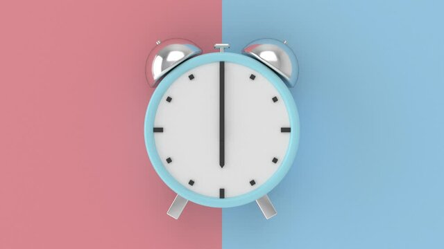 Abstract and minimal alarm clock on pastel background. Trendy modern design representing the time , hours , minutes and seconds . Punctuality at the office or the business. A reminder or routine.