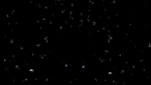 Glass Breaked with shatter and debris include black and white alpha matte. 3d illustration.
