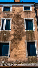 small ancient palace with windows in Dolo, Venice, Italy