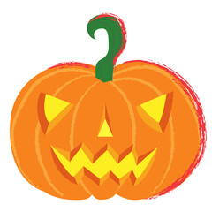 Halloween pumpkin. Jack lantern pumpkin smiling in flat cartoon style. Vector illustration
