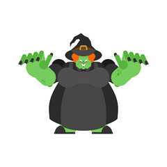 Evil witch isolated. Angry sorceress. vector illustration