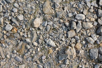 A close view of the rocks and pebbles in the gravel.