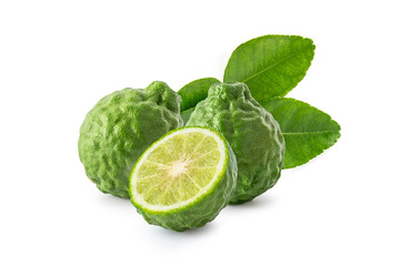 bergamot With green leaf isolated on white background.