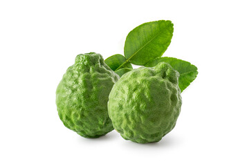 bergamot With green leaf isolated on white background.