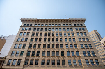 Fototapeta premium Looking up view of Edmonton's historic downtown office buildings.