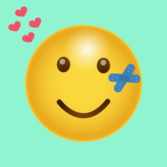 Fototapeta premium Vaccinated Smile. Smile Emoji. Hearts.