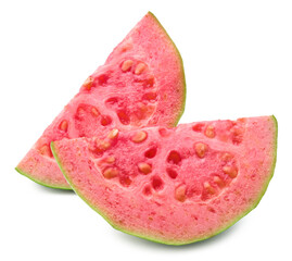sliced guava isolated on white background. clipping path