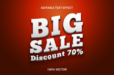 Editable text big sale with 3d style effect Premium Vector