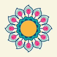 Fototapeta na wymiar Mandala design, Bohemian ornament meditation indian decoration ethnic arabic and mystical theme Vector illustration