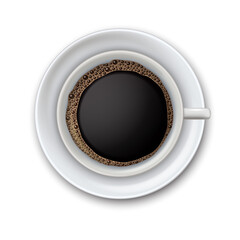Modern realistic icon with black coffee cup top view. I
