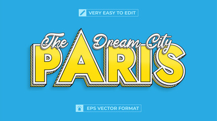 paris 3d editable text effect, travel alphabet editable font