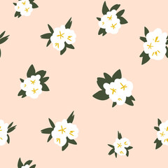 Seamless pattern in floral style.Flowers on a light neutral background. Vector illustration