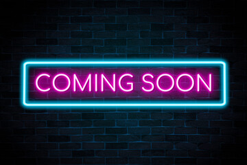 Coming soon neon sign the banner, shining light signboard collection.