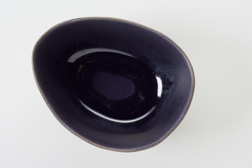 Oval dark gray ceramic bowl