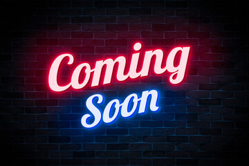 Fototapeta na wymiar Coming soon neon sign the banner, shining light signboard collection.