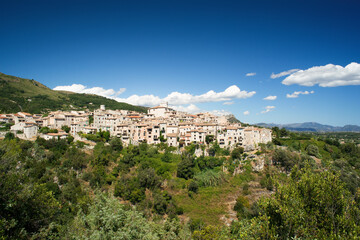 Village of Tourrettes-sur-loup on the French Riviera on a summer day with a blue sky