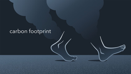 Naklejka premium CO2 emissions carbon footprint as walking human