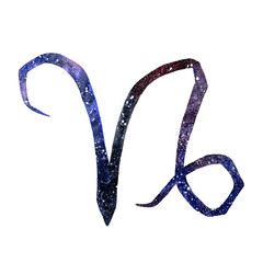  watercolor art of signs of the zodiac. Capricorn
