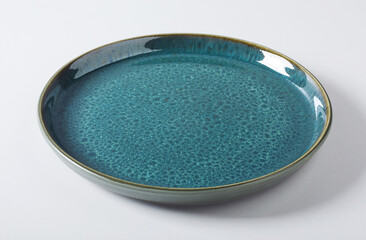 Blue plate with shiny enamel