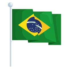 brazil flag with flagpole