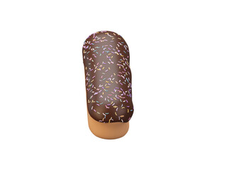 Donuts with sprinkles flying over on background . 3D rendering