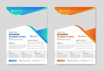 Creative Corporate business flyer template design set or a4 flyer template with blue, green, red and yellow color. marketing, business proposal, promotion flyer.