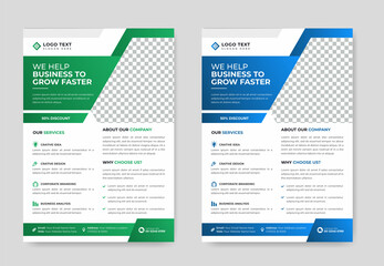 Modern Corporate business flyer template design set or a4 flyer template with blue, green, red and yellow color. marketing, business proposal, promotion flyer. - obrazy, fototapety, plakaty