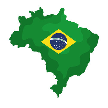 Brazil Map With Flag