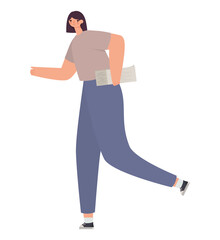 woman carrying files