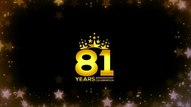 To celebrate anniversary greeting, invitation  Friendly party, 81   Years Anniversary Gold Color Logo Videos