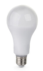 Light bulb close-up isolated on white background.