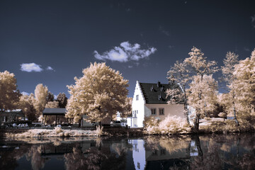 infrared photography - surreal ir photo of landscape with trees under cloudy sky - the art of our...