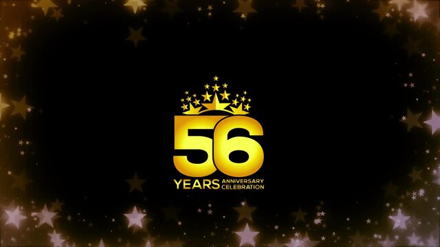 To celebrate anniversary greeting, invitation  Friendly party,  56  Years Anniversary Gold Color Logo Videos