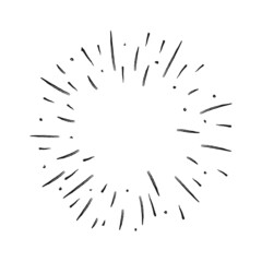 Obraz premium Sunburst doodle illustration. Star burst hand drawn linear explosion. Handmade Design elements.