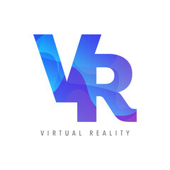 VR icon logo (Virtual reality ) flat design  , Digital effect technology , isolated on white background , illustration Vector EPS 10